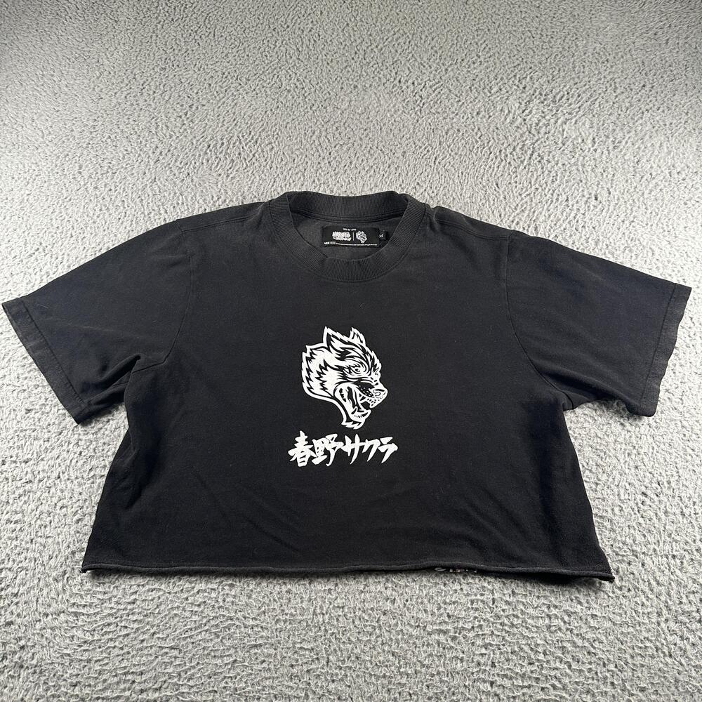 Darc Sport Naruto Shippuden Sakura Shirt Womens M Black Cotton Cropped Graphic